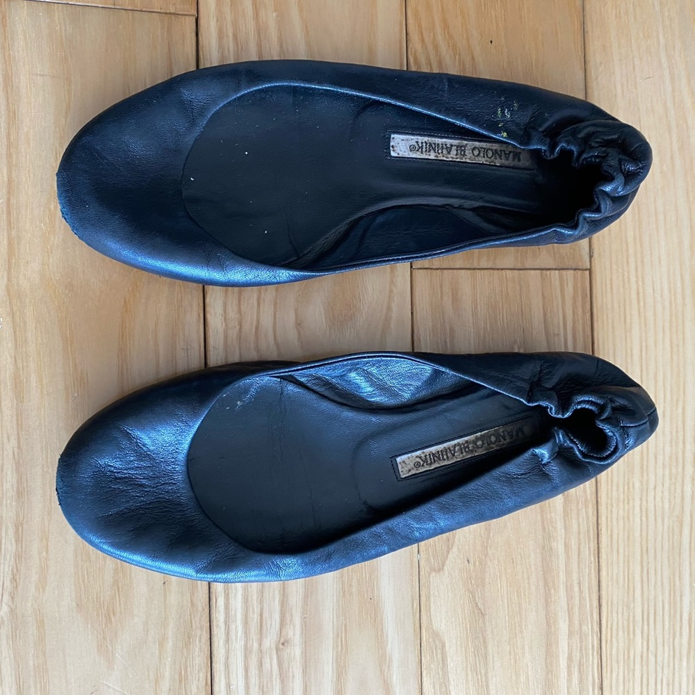 Manolo Blahnik Black Ballet Flats 37